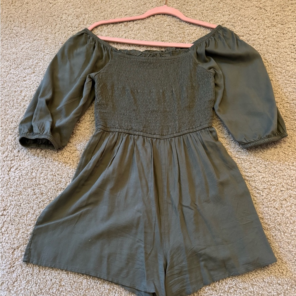 Olive Green Off-Shoulder Romper